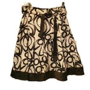 Tailor B Moss Skirt 6 Black White Abstract Print A Line Midi Cotton Blend Retro